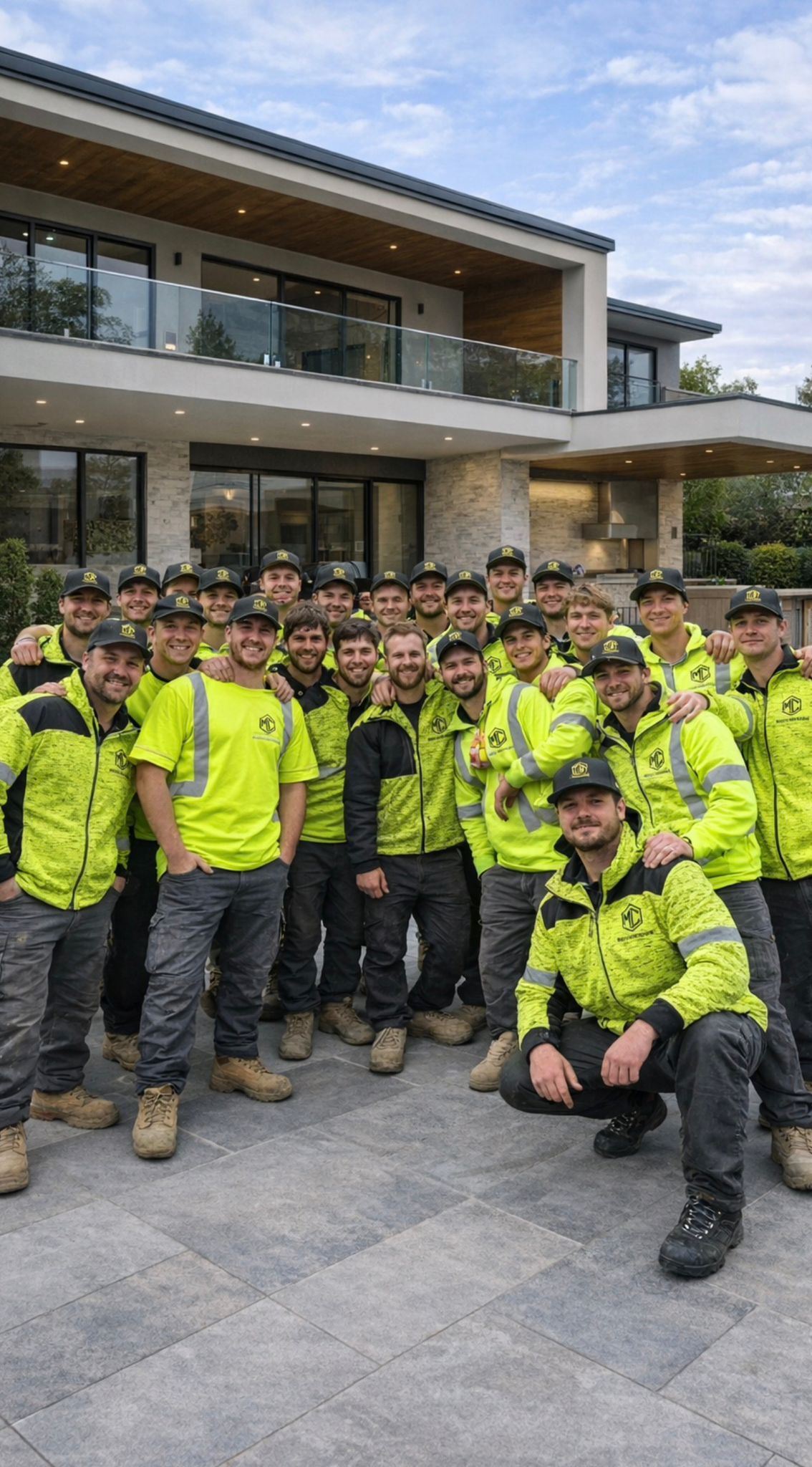 The Machells crew outside a completed residential build in Brighton