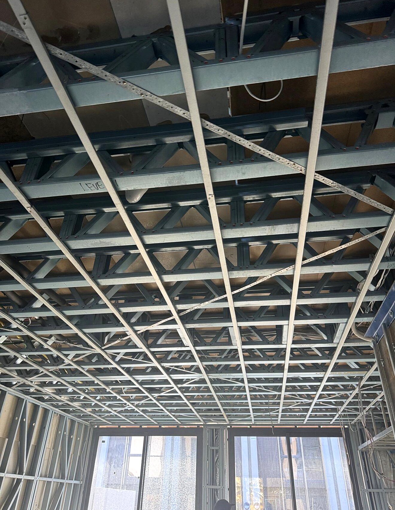 Structural steel joists and ceiling framing on the Hunt Group North Melbourne project