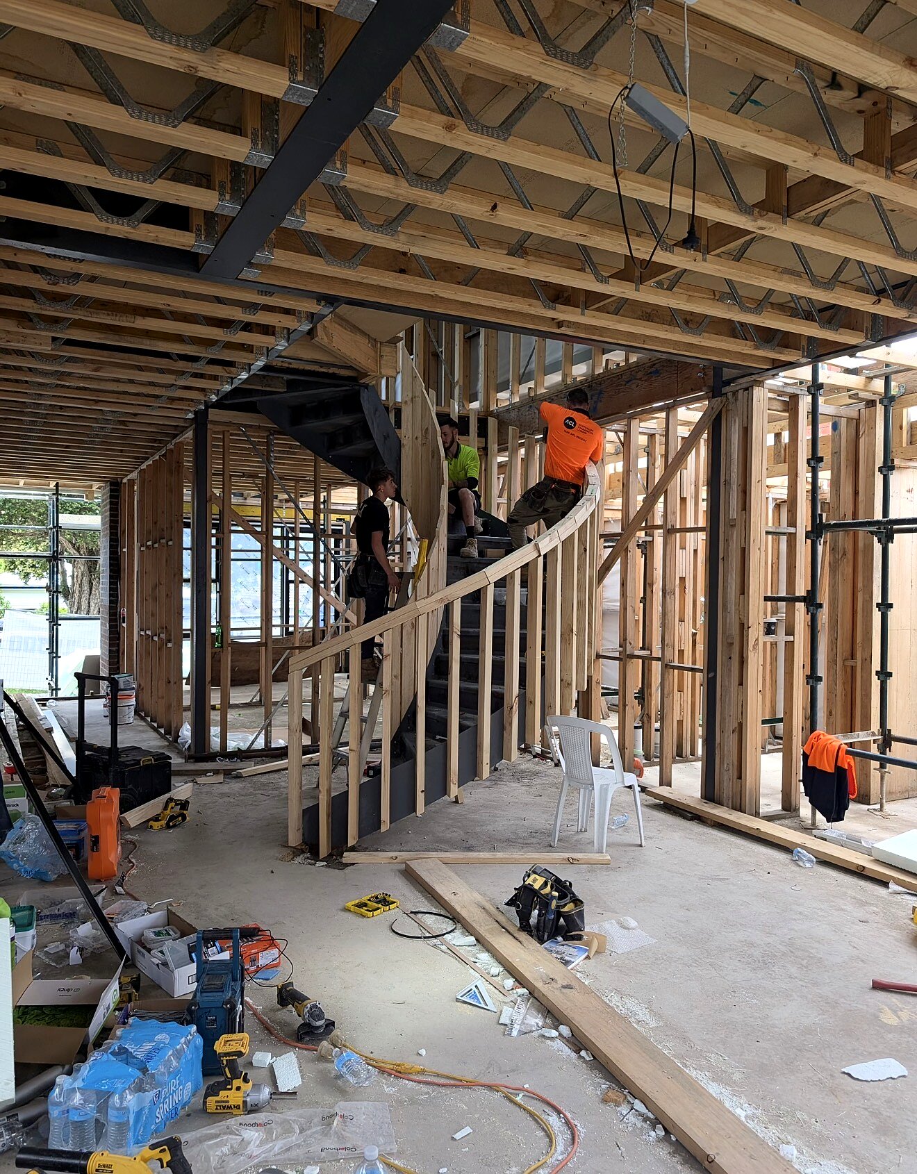 Custom spiral staircase carpentry on a private Toorak residence
